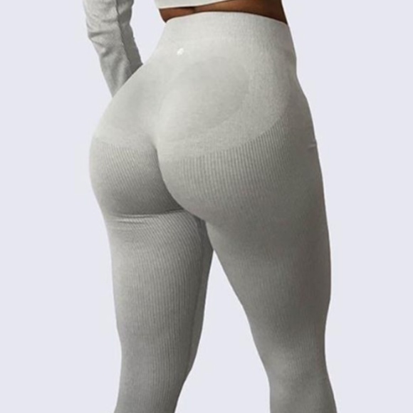 Workouts By Katya Grey Ribbed Leggings - Picture 1 of 3